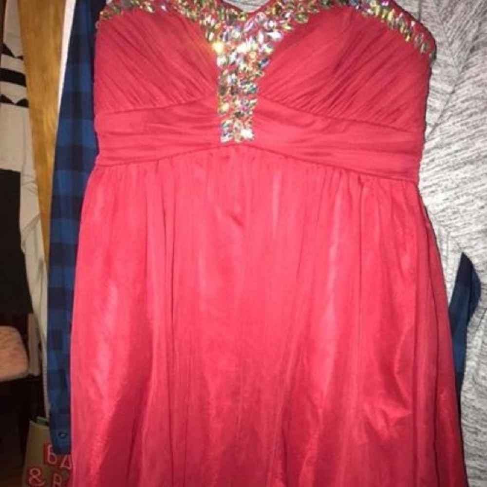 Red above the knee formal dress